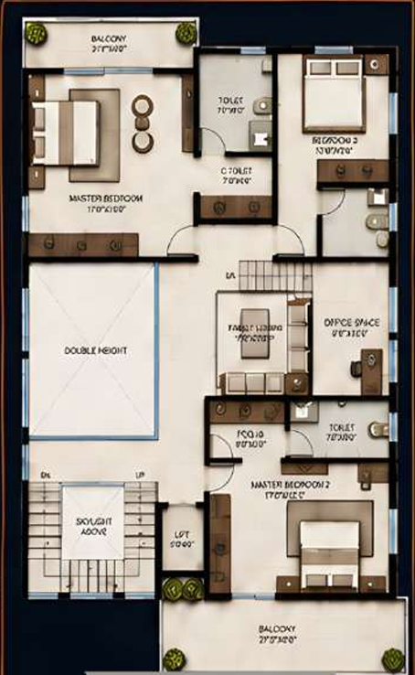 Second floor plan of the Contemporary Residence
