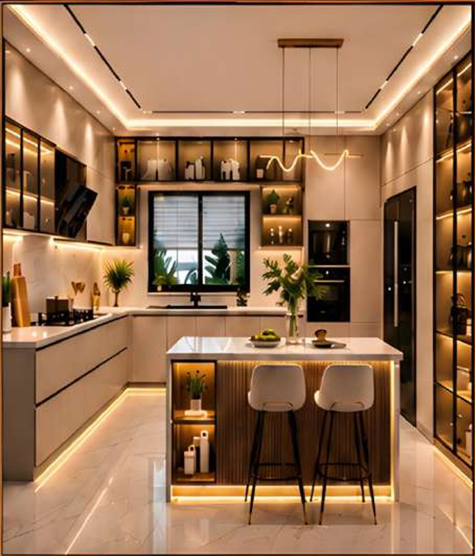 Double-height living room with staircase
