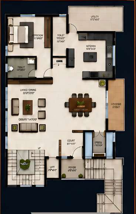 Third floor plan of the Contemporary Residence